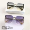【Free 3 in 1 set)】Kacamata Hitam Sunglasses Frameless Style Geometri Bahan Metal+TR-90 Wanita Modern Beauty Miror - Gambar 2