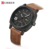 CURREN 8139 Jam Tangan Pria Analog Tali Kulit Chronograph - Gambar 3
