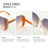 【Free 3 in 1 set)】Kacamata Hitam Sunglasses Frameless Style Geometri Bahan Metal+TR-90 Wanita Modern Beauty Miror - Gambar 8